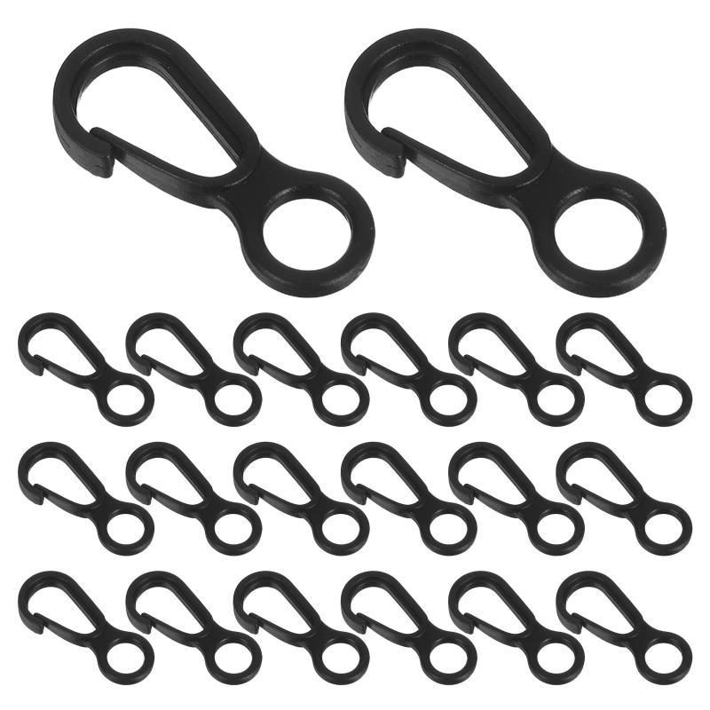 20Pcs Durable Black Plastic Snap Hooks Sturdy Buckles for Keychains Backpacks Camping Travel Outdoor Activities