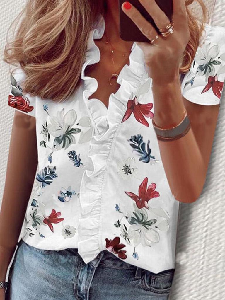 Women's Ruffle Neck Long Sleeve Blouse Loose Fit Elegant Commuter Shirt With Lantern Sleeve Tencel Blend Fabric For Daily Office Wear