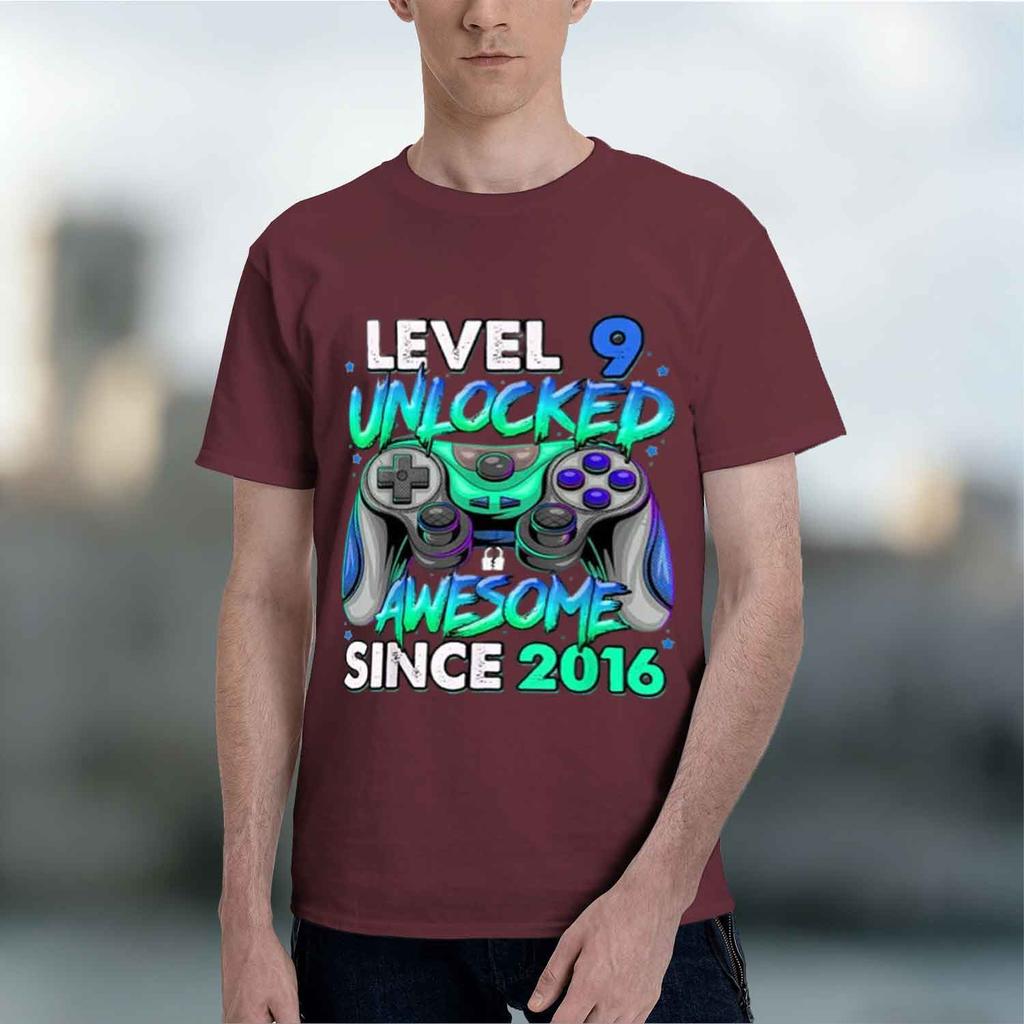 2026 New Level 9 Unlocked Awesome Since 2016 Tee Funny Gaming Graphic Tshirt 9th Birthday Gift For Gamers