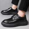 Men's 2025 Retro Trend Thick Sole Height-Increasing Leather Loafers - Black/Brown