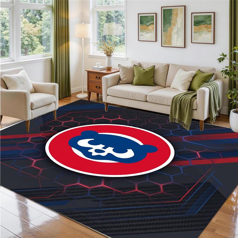 Chicago Cubs Design Crystal Velvet Rug Soft Decorative Mat for Bedroom Entrance