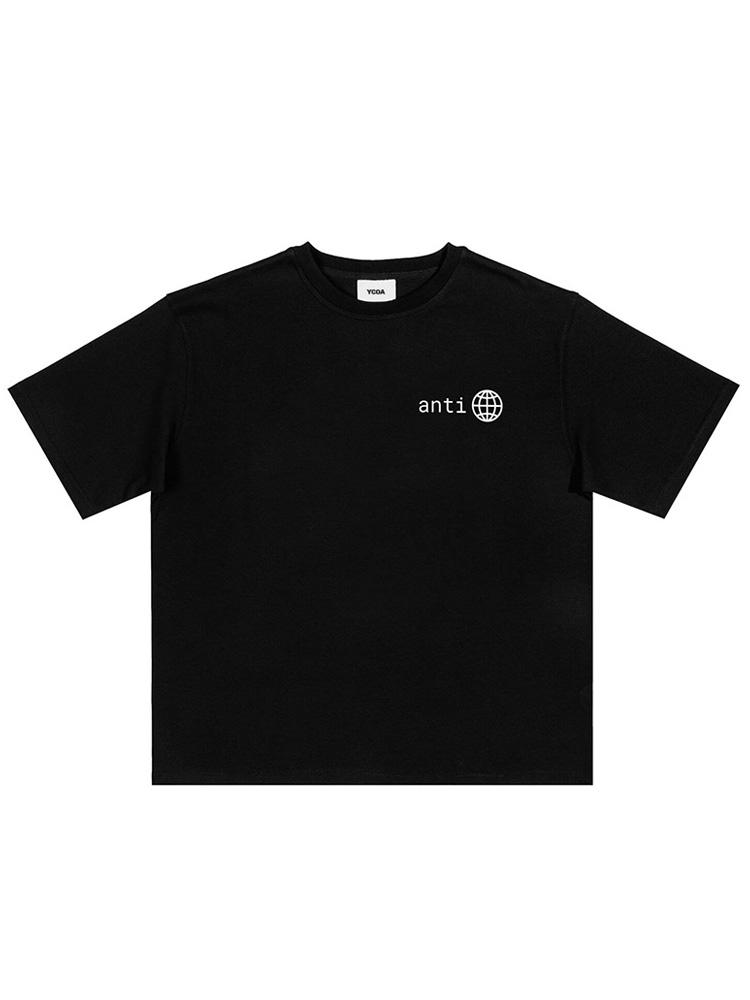 Men TShirt Antiwrld Tour Letter Oversized Cotton Short Sleeve Tees Tops Harajuku Y2k Streetwear Fashion Vintage Unisex Clothing