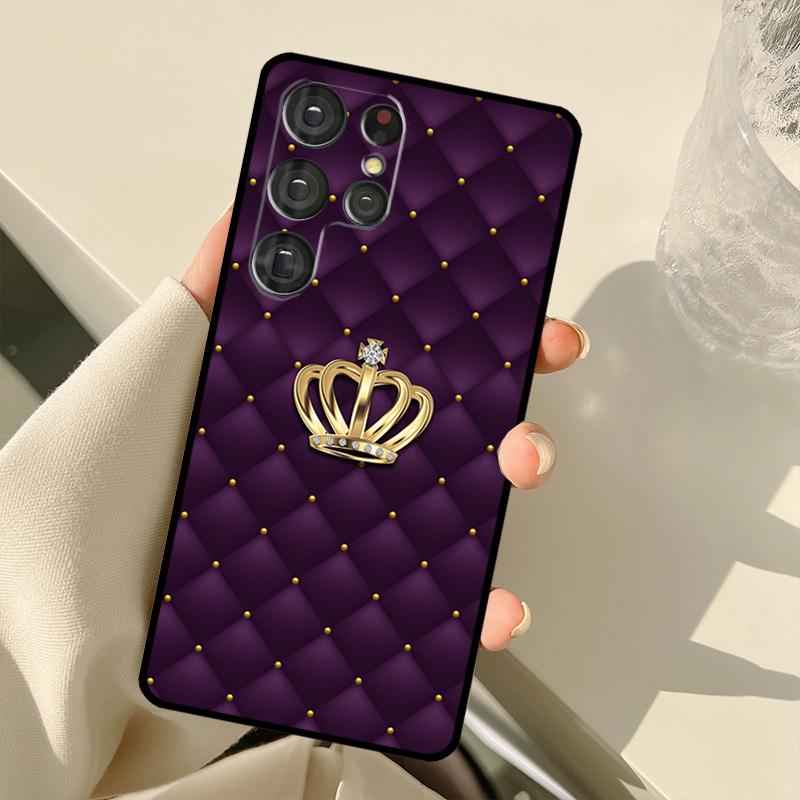 Quilted Texture Sofa Pattern Crown Case For Samsung Galaxy S22 Ultra S21 S20 S24 S25 Ultra S9 S10 Plus S23 FE S25 FE Back Cover
