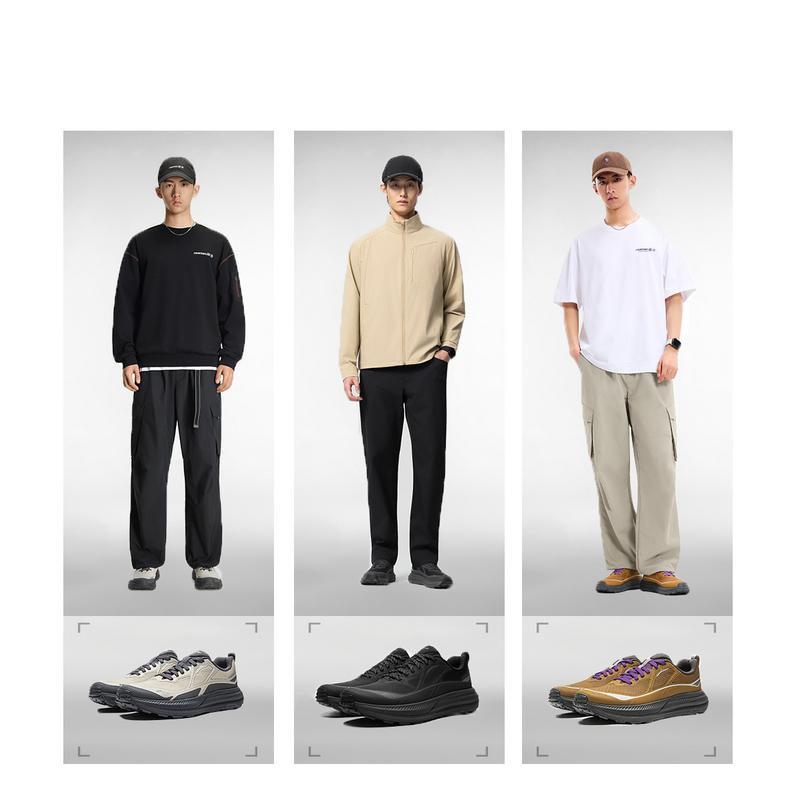 Li Ning Outdoor CF Tracing, Inter Industry Low top Mountaineering Hiking Shoes Men's Oat Gray/Ebony Black AHTW011-6