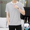 Herren lockeres gestreiftes Kurzarm-T-Shirt