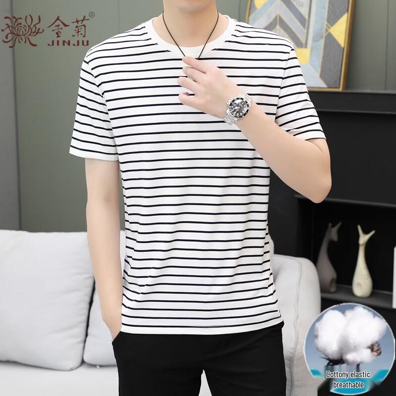 Men s Loose Striped Short-Sleeve T-Shirt M