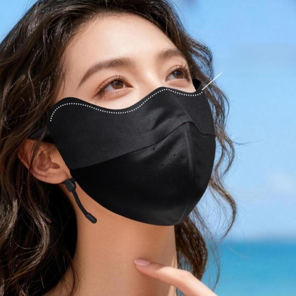 Leichte Atmungsaktive Seidenmaske Dünne Einfarbige Sonnencreme Maske Sonnenschutz UV-Schutz Gesichtsabdeckung Radfahren