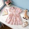 Summer Girl Dress With Soft Cotton Fabric And Floral Pattern For Toddler Girls