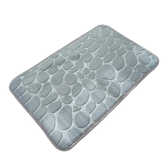 Coral Velvet Floor Mat, with Pebble Pattern Bathroom Carpet, Absorbent Non-Slip Door Mat for Bathroom Entryway Kitchen