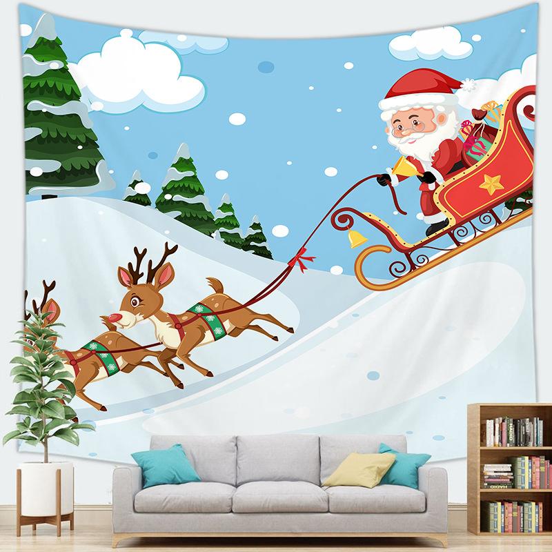 Santa Claus Background Home Hanging Cloth Christmas Tapestry Wall Hanging