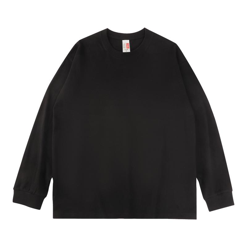 Spring and Autumn Pure Cotton Soft Breathable Fabric Round Neck Long Sleeved T-shirt for Men and Women, Loose Fit Base Shirt