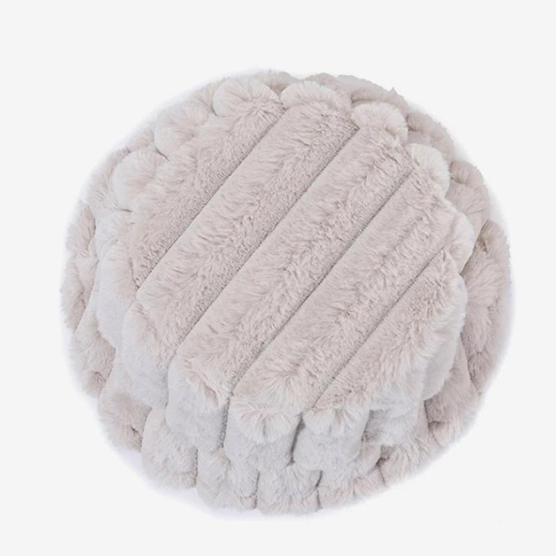 New Autumn Winter Faux Fur Bucket Hat Outdoor Fashion Solid Color Stripes Thick Warm Fisherman Hats Wide Brim Ski Panama Cap