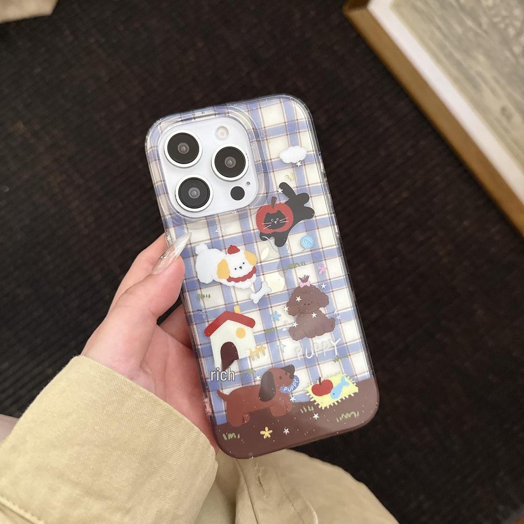 IPhone 17/16 Pro Max Koreansk Stil Katt & Hund Telefonfodral med Handrem
