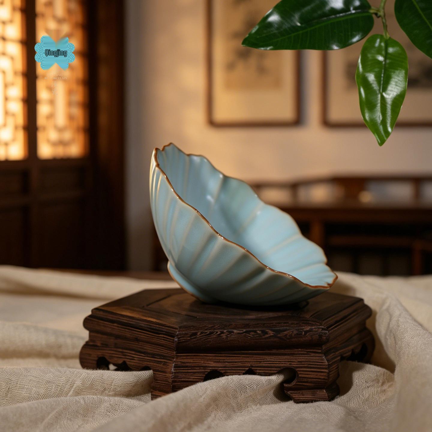 Sky Blue Ru Ware Ceramic Gongfu Tea Tasting Cup: High-End Personal Use