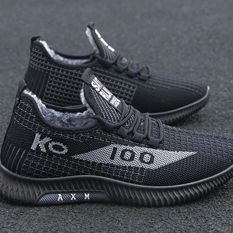 Baumwollschuhe Herren Plüsch Verdickt Warm Herren Rutschfest Weiche Sohlen Leicht Herbst und Winter Sportliche Freizeitschuhe Winter