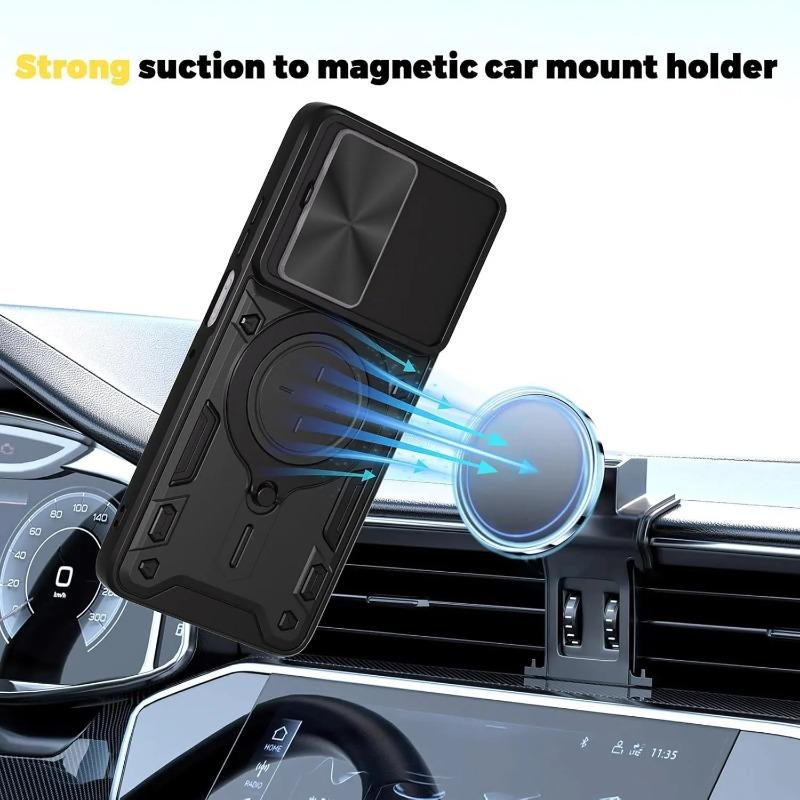 Für Moto Edge 70 Hülle Stoßfeste Armor Slide Kamera Schutz Rückabdeckung für Motorola Edge70 X70 Air Magnetischer Ring Halter Abdeckung