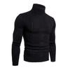 Men Slim Sweater Ribbed Cuffs Leisure High-necked Solid Color Warm Knitted Tops Daily Wear