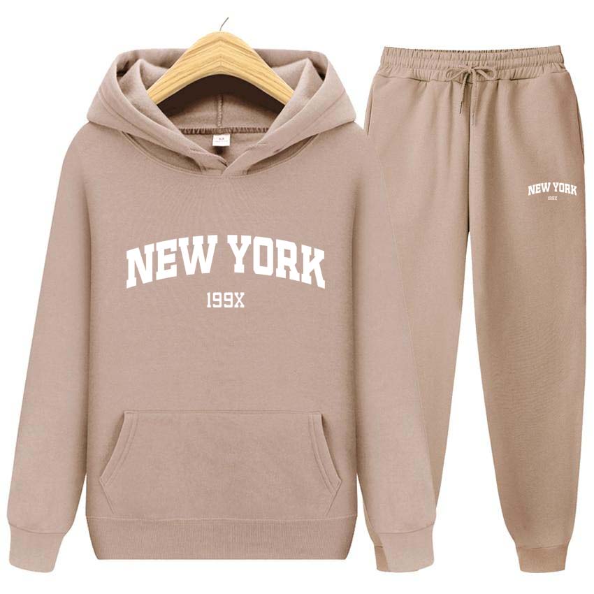 Trainingsanzug 2-teiliges Set 199X New York Print Sweatshirt Hoodies Sweatshirt + Hosenanzug Hoodie Sportbekleidung Jogging Herren-Sets