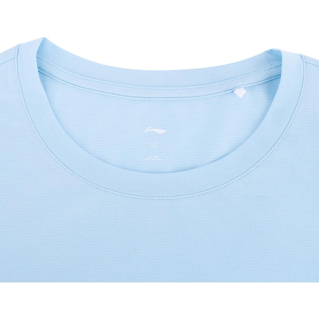 Li-Ning Solid Color Round Neck Pullover Sports Short Sleeve T-Shirt Men Tops Sky-Blue ATSU551-3