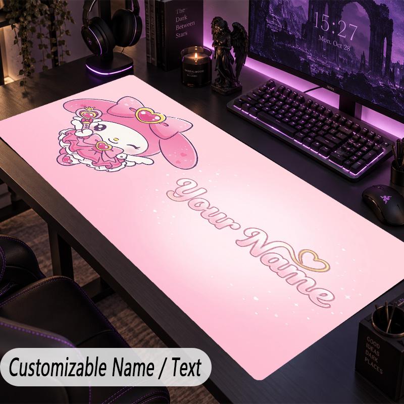 Custom Text Big Mousepad, Extended Desk Pad For Laptop Work GameMy Melody
