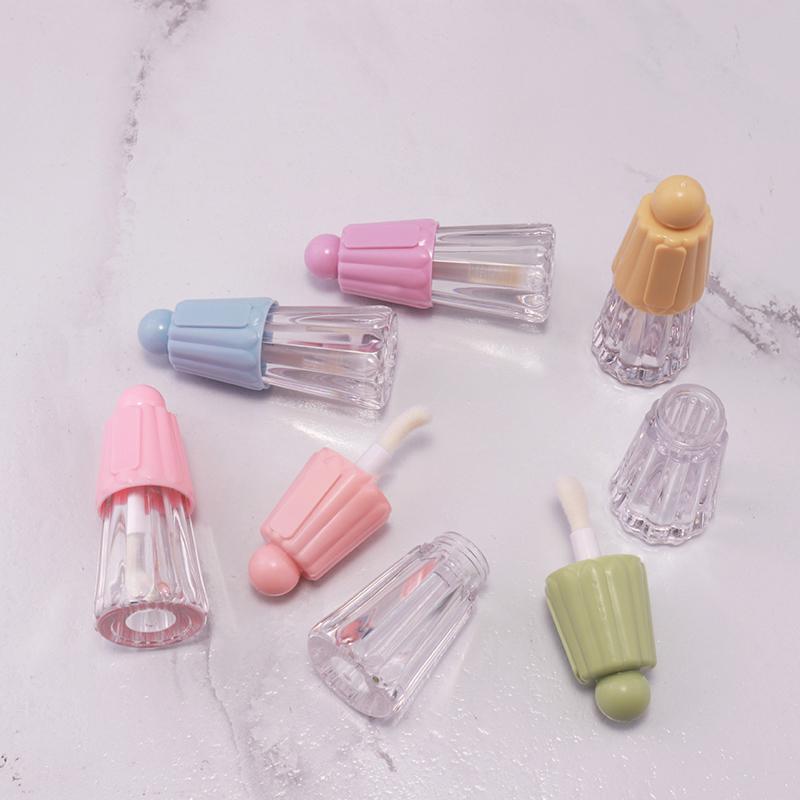 4-5ml Pusta tubka na błyszczyk z dużą główką pędzelka, DIY Plastikowy elegancki pojemnik na płynną pomadkę, Okrągła mini buteleczka na próbki błyszczyka
