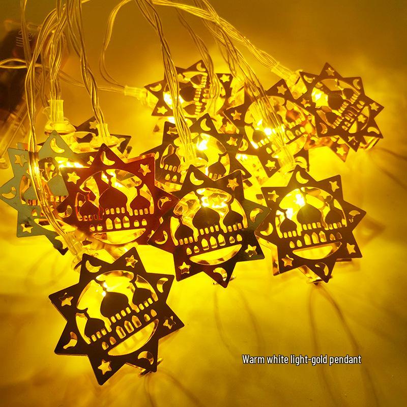 Creative Middle Eastern Star & Moon LED String Lights - Iron Art Festive Décor