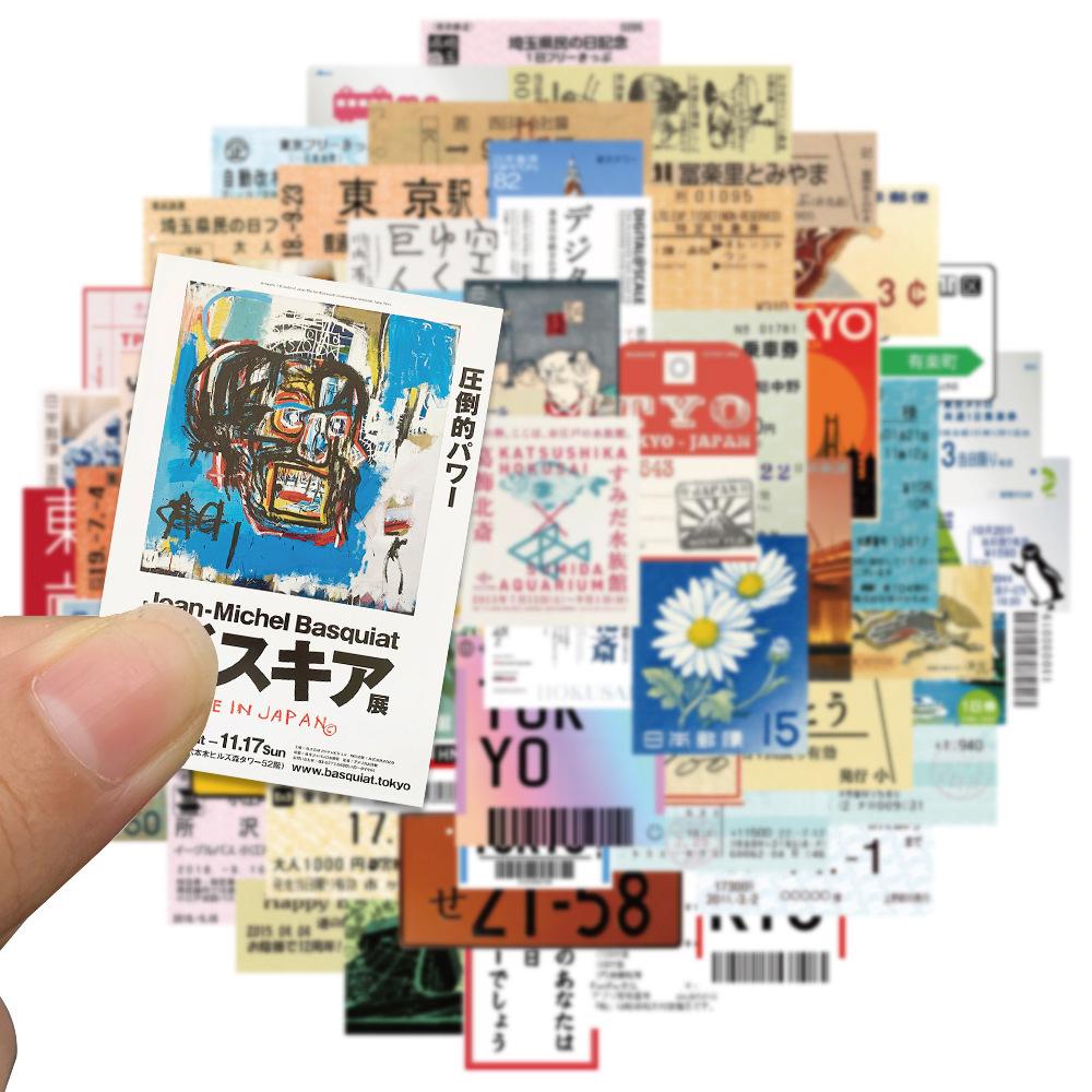 10/30/60pcs Vintage Japanese Travel Tickets Stickers Cartoon Creative Decals Decoration Suitcase Guitar Phone Sticker