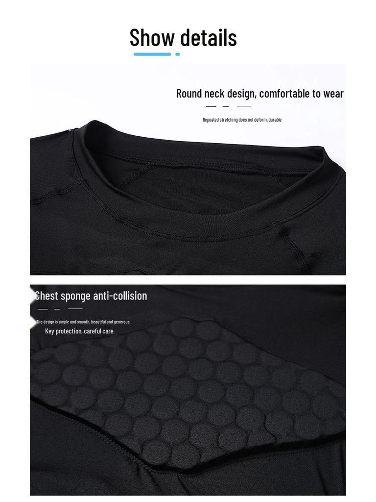 Professional Basketball Honeycomb Anti-Collision Long Sleeve Compression Set with Elbow Pads