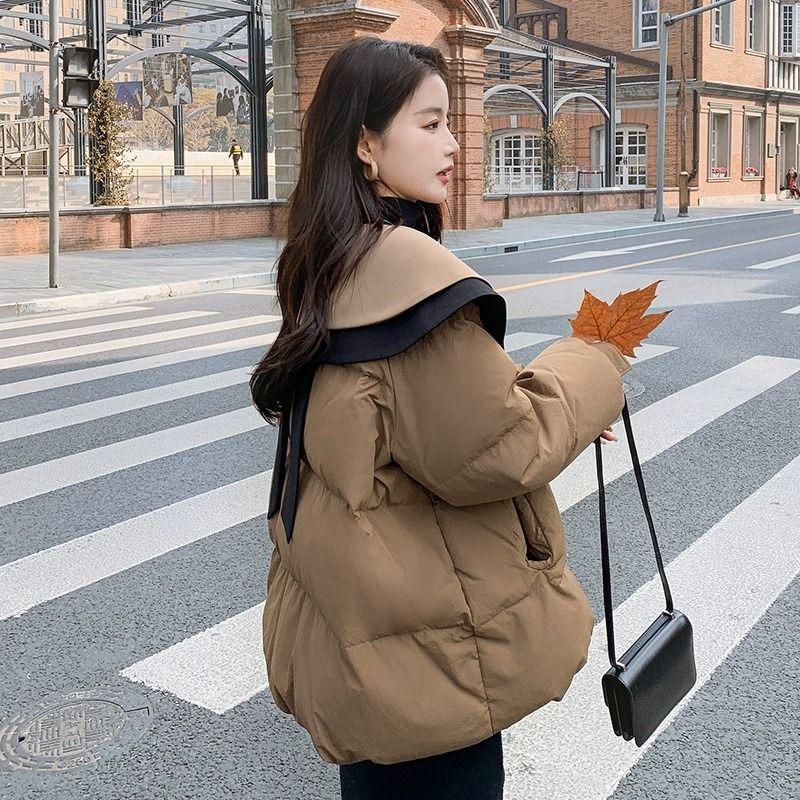 Zesílený bavlněný kabátek s límcem pro panenky pro ženy v zimě