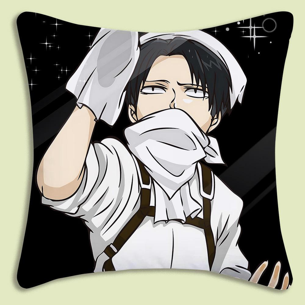 Levi Ackerman Attack On Titan Pillow Covers Cartoon Sofa Decorative Home Double-Sided Printing Short Plush Cute Cushion Cover