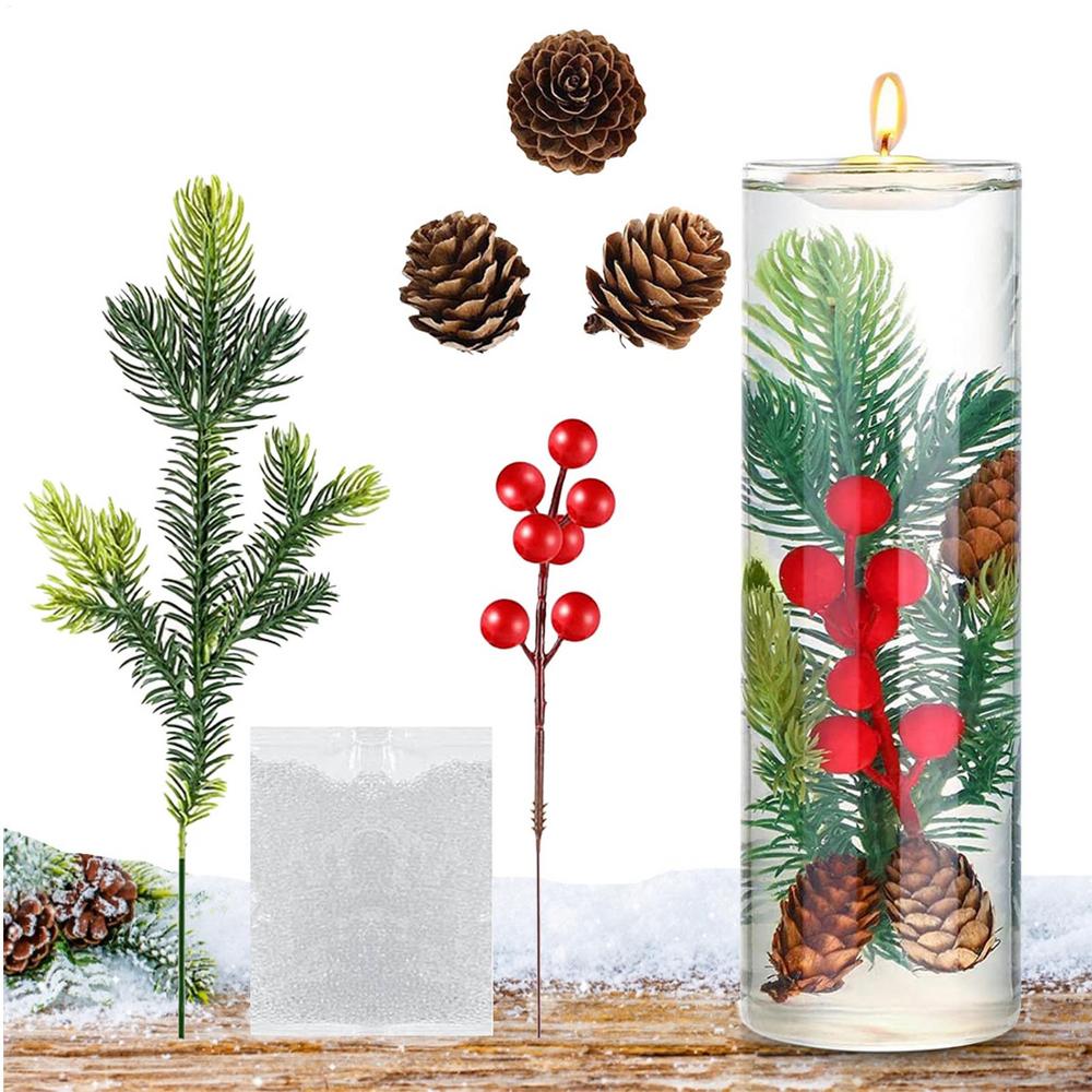 Christmas Branches for Vases Artificial Red Berry Set Christmas Berry Stems Fake Pine Cones for Holiday Home Decor Wedding Party