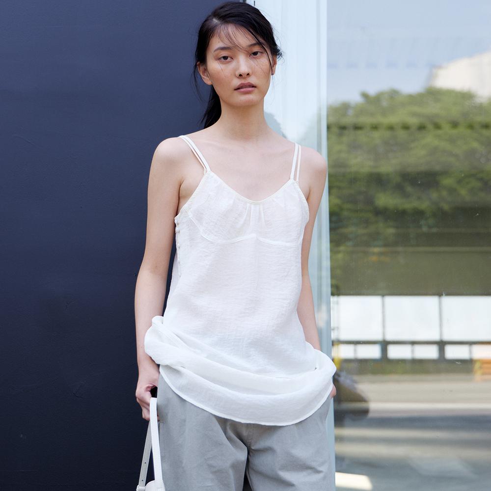 Nowood Button Side Sheer Dress (Ivory)