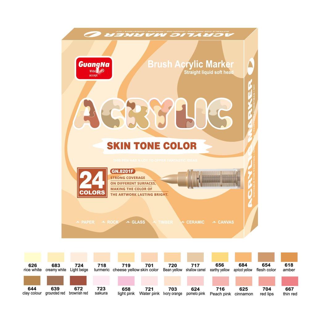 Guangna 8101 Liquid Soft Tip Acrylic Marker - 288 Colors for DIY Graffiti and Body Painting