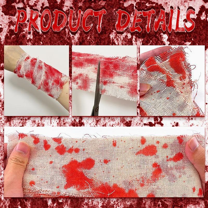 Halloween Bloody Cloth Strips Blood Gauze Bandage Haunted House Warning Isolation Belt Home Horror Party Scene Decor Props