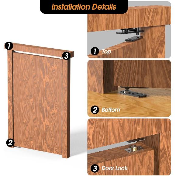 Pivot Hinge, Heavy Duty Hidden Door Hinge for Wood Secret Door, Pivot Door Hardware for Hidden Door Bookcase, 360 Degree Rotation Stainless Steel