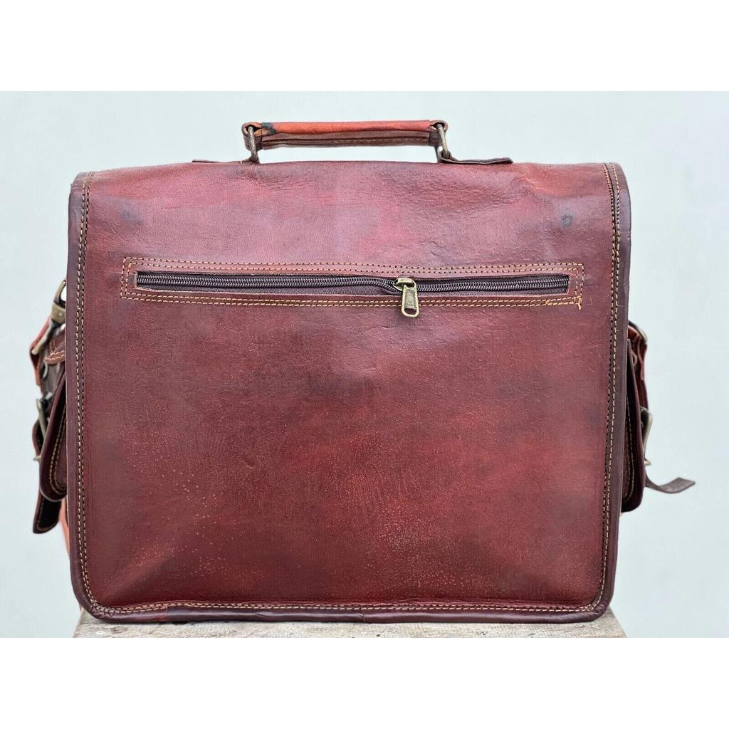 Echte Aktentasche Herren Vintage Lammleder Messenger Schulter Laptop