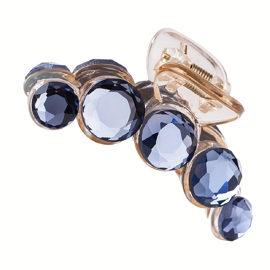Women's Korean Style Medium Hair Claw Clip Elegant Sweet Rhinestone Hair Clip with Crystal Accents, Waterproof for Shower, Valentine's Day Gift, Sky B