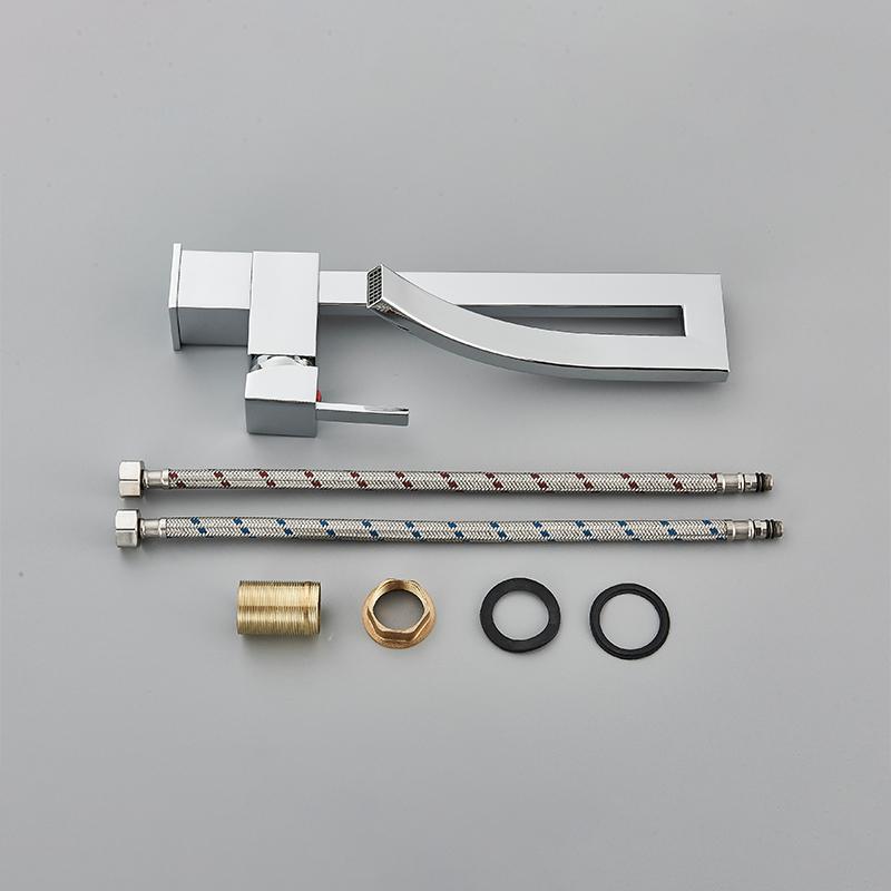 Chrome Brass Basin Faucet Fashion Style Single Handle Waterfall Basin Mixer Tap Hot Cold Bathroom Faucets Sink Waterfall Faucet