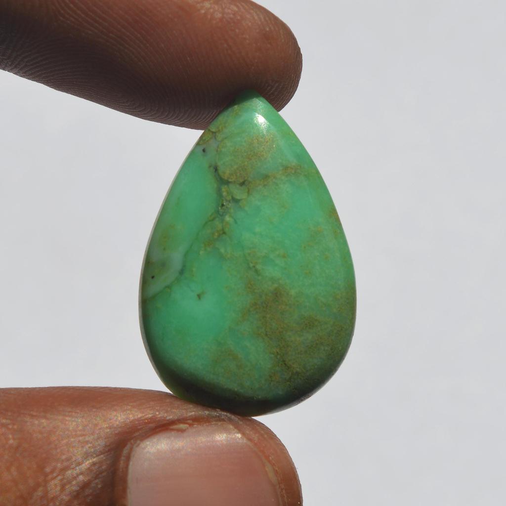 Natural Chrysoprase Gemstone Cabochon 15 Carats Size 27x18 MM Pear Shape, Jewelry Making Craft Supply