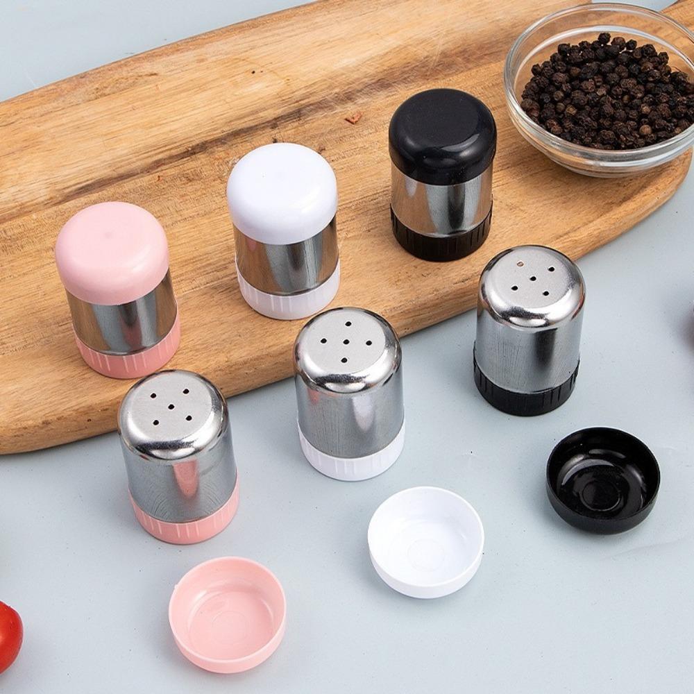 Stainless Steel Salt Shaker with Dust Cover Condiment Jar Mini Seasoning Bottle  Kitchen