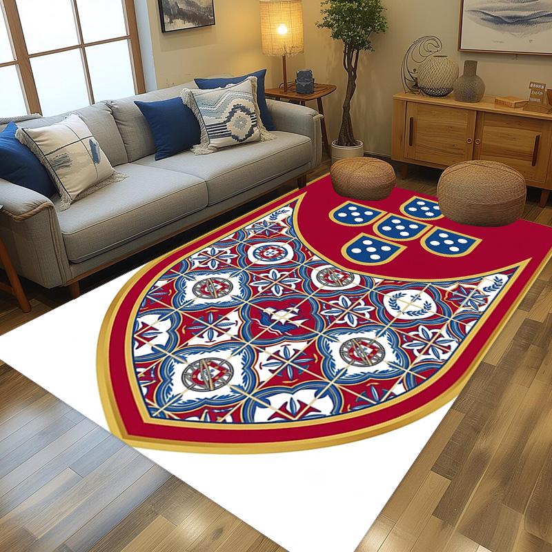 Royal Emblem Checkerboard Background carpet Living room and bedroom mats Suitable for all seasons Doormat Protective pad Fashion