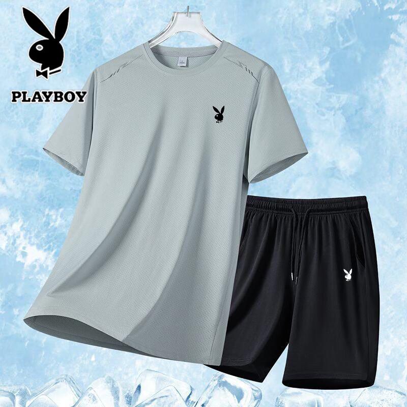 PLAYBOY Men's Summer Short Sleeve T-Shirt & Shorts Set