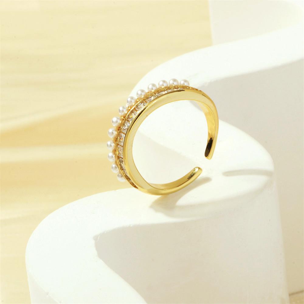 

Корейский шик Микровставка Ракушечный жемчуг Фаланговое кольцо Adjustable золотой
