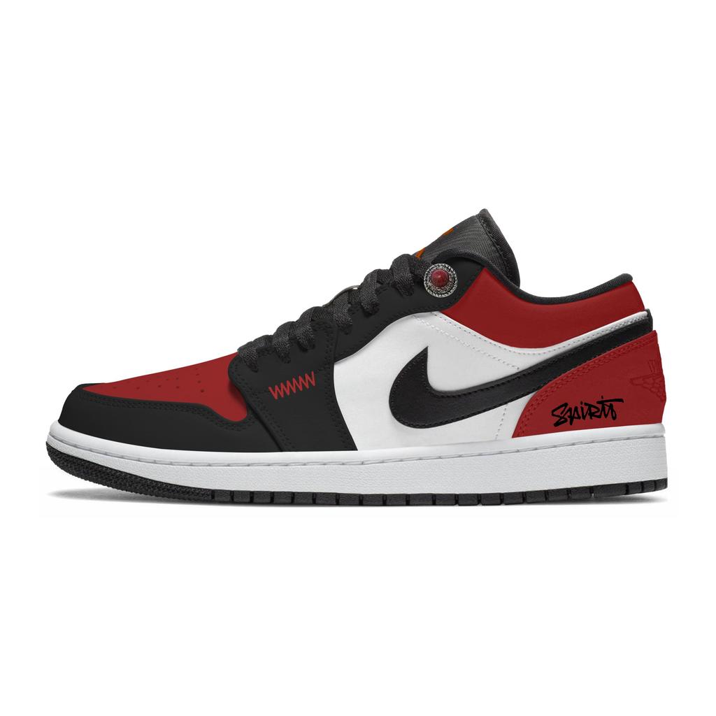 Jordan Air Jordan 1 Abrasion Resistant Low Top Skateboard Shoes Men's Black Red 553560-081(Team1258-AJ)