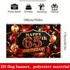 65. Geburtstag Party Banner Hintergrund, Rot Schwarz Gold Klassisch Ballon Konfetti Band, Polyester, Kein Strom, Party Dekoration
