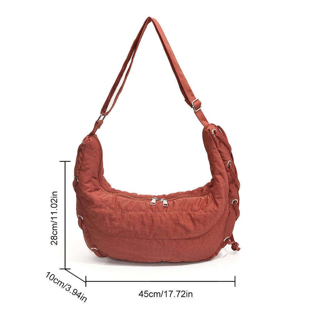 Women Stylish Dumpling Bag Large Capacity Daily Messenger Bag Adjustable Strap Lightweight Half Moon Bag Outdoor Travel Bag