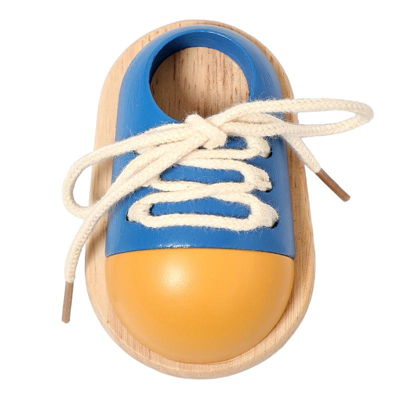 Shoelace Threading Teaching Toys Kids Toddlers Fine Motor Skills Toy Learn To Tie Shoelaces Toy Early Educational Toy Boys Girl синий