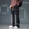 Wide Leg Washing Jean Pants Men Trousers Neutral Solid Color Loose Casual Fashion Pocket Cargo Pants Big Size 8XL