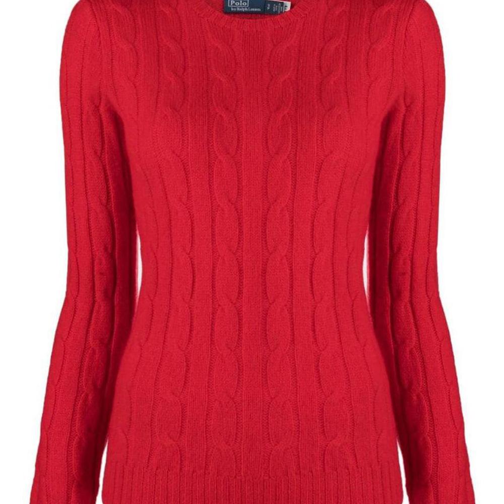 Polo Ralph Lauren Solid Color Knit Crew Neck Long Sleeve Cashmere Sweater Women sweater Red 211880516-014