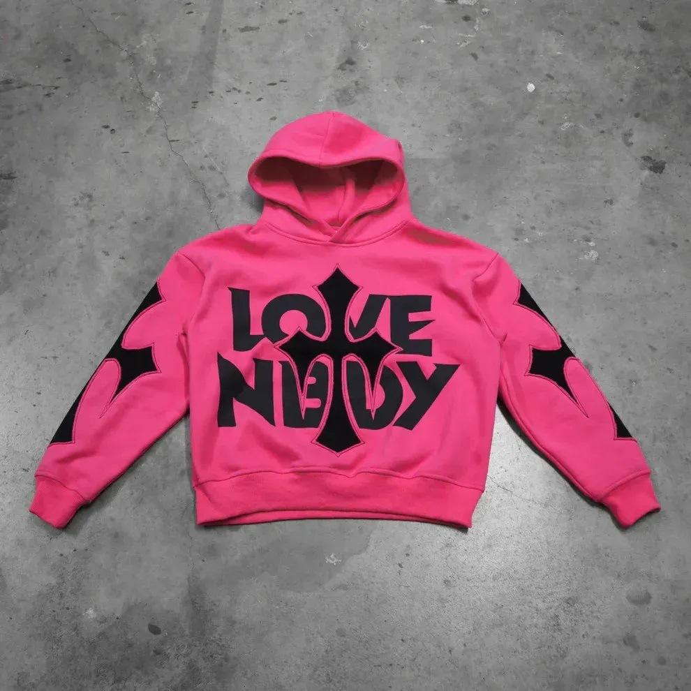Y2K street hoodie casual sweater letter print jacket trendy guard top